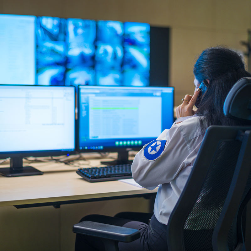 woman on phone working at computer