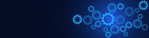 gears on blue background
